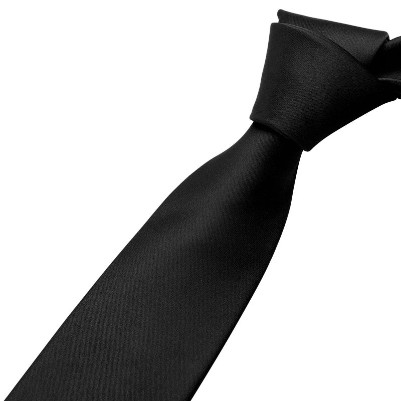 KOOELLE Men's Ties Solid Pure Color Plain Neckties Formal Black Ties For Men - Image 4