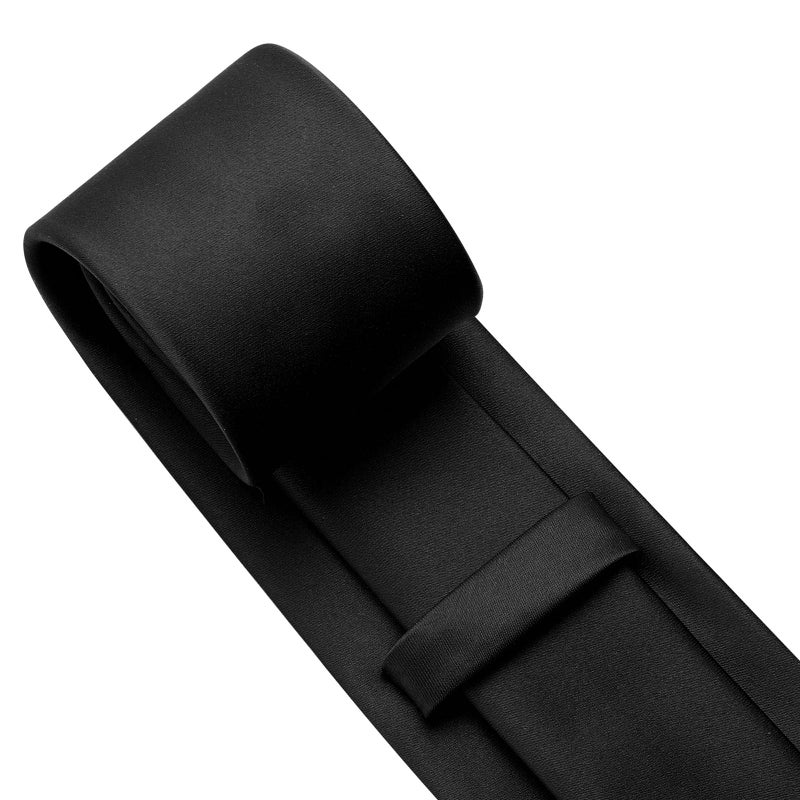 KOOELLE Men's Ties Solid Pure Color Plain Neckties Formal Black Ties For Men - Image 5