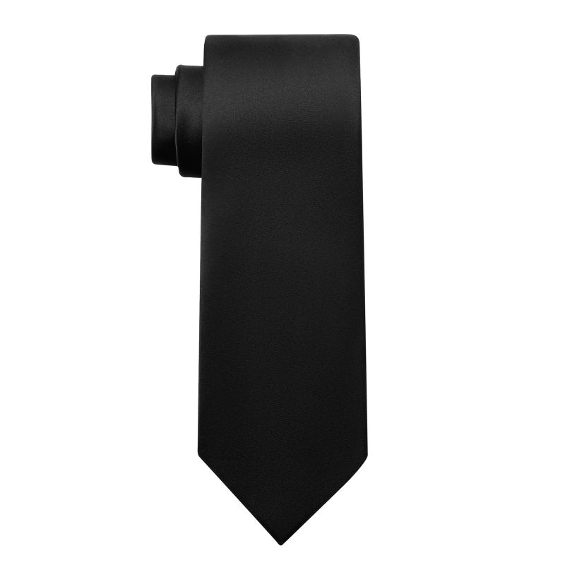 KOOELLE Men's Ties Solid Pure Color Plain Neckties Formal Black Ties For Men - Image 1