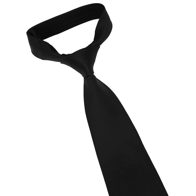 KOOELLE Men's Ties Solid Pure Color Plain Neckties Formal Black Ties For Men - Image 3