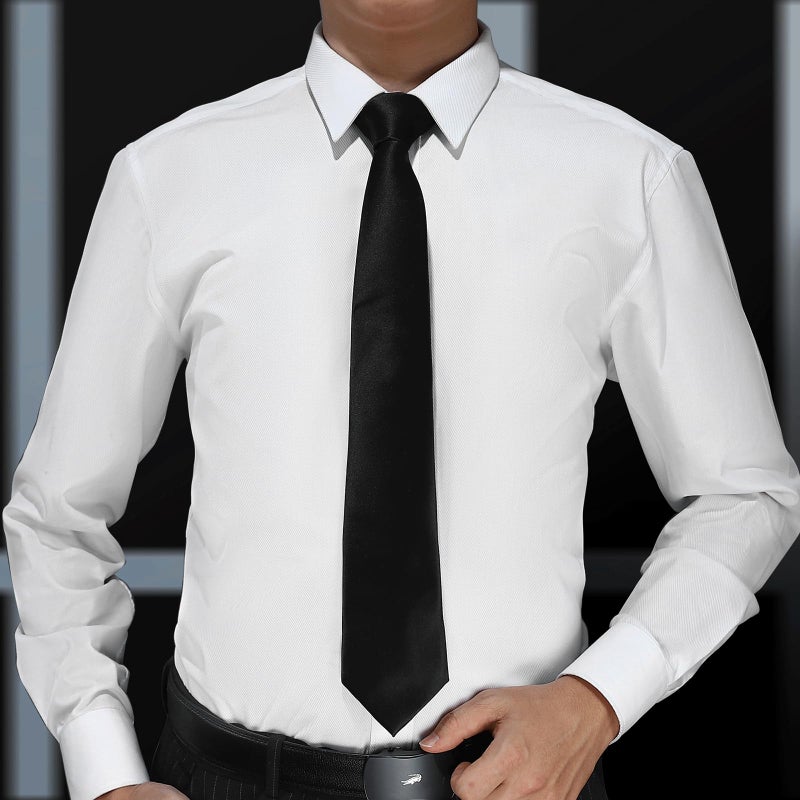 KOOELLE Men's Ties Solid Pure Color Plain Neckties Formal Black Ties For Men - Image 2