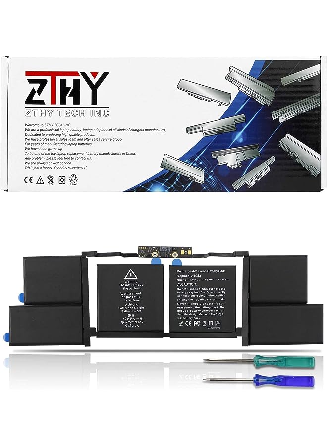 ZTHY A1953 Laptop Battery For Macbook Pro 15" Touch Bar A1990 Emc 3215 3359 Bto Cto Mid 2018 2019 Mv902Ll/A Mv912Ll/A Mv922Ll/A Mv932Ll/A Mv942Ll/A Mv952Ll/A Mv962Ll/A Mv972Ll/A Mv902B/A Mv912B/A - Image 1