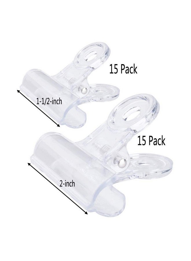 Z ZICOME 30 Pack Plastic Clear Clips Clamps, 1-1/2 Inch Width And 2 Inch Width - Image 2