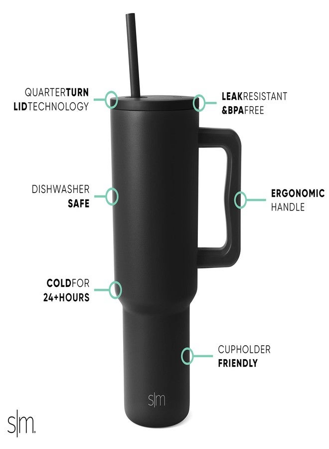 Simple Modern 40 oz Tumbler with Handle and Straw Lid | Insulated Cup Reusable Stainless Steel Travel Water Bottle Cupholder Use | Gifts for Women Him Her | Trek Collection | Silver Bell Checkmate - Image 2