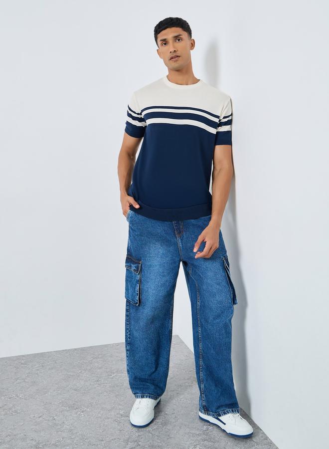 Styli Boxy Fit Flat Knit Striped T-Shirt - Image 2