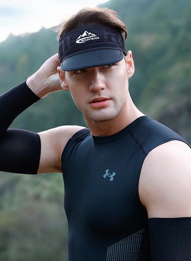 REXCHI Men's Sports Sun Hat, Lightweight Breathable Hollow Top Sun hat, Topless Sun Hat, Suitable For Baseball Running Golf Black - Image 2