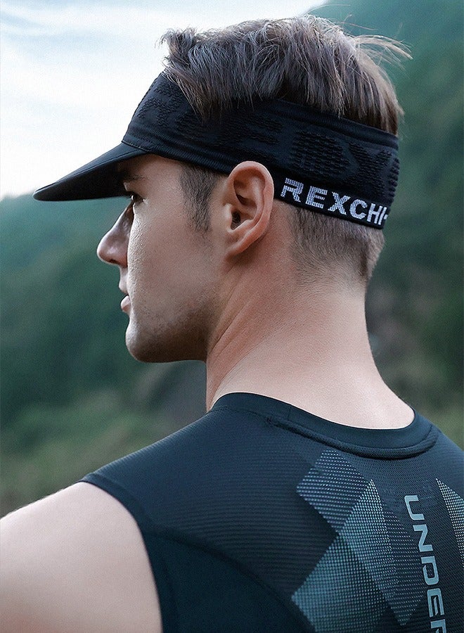REXCHI Men's Sports Sun Hat, Lightweight Breathable Hollow Top Sun hat, Topless Sun Hat, Suitable For Baseball Running Golf Black - Image 3