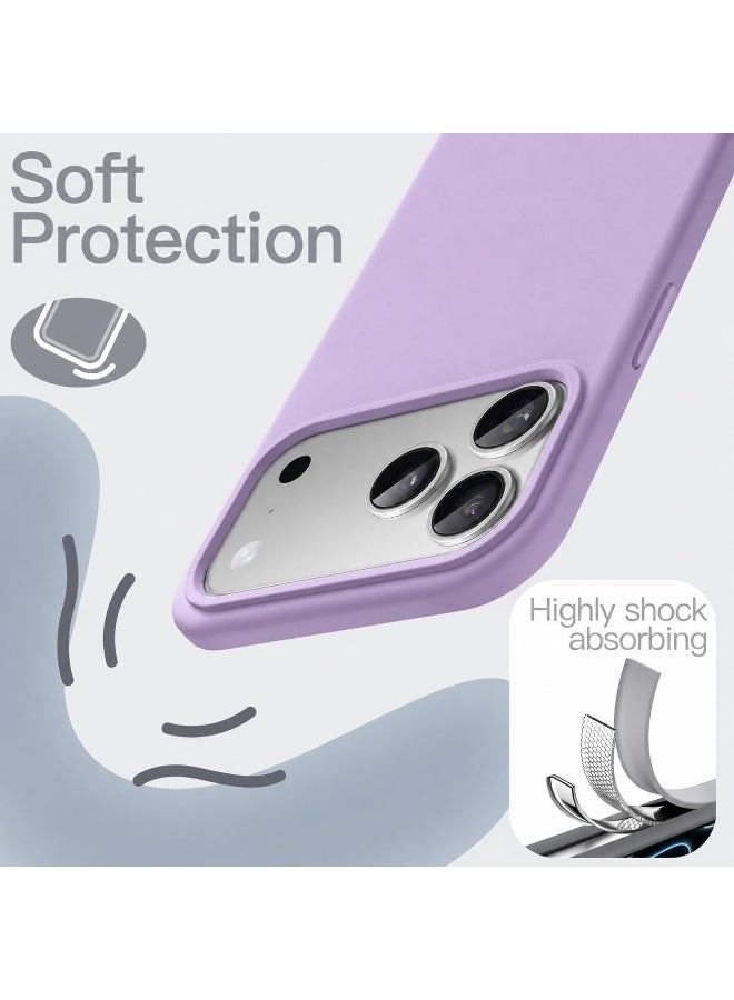 أكاليكس جراب سيليكون متوافق مع iPhone 17 Pro، جراب هاتف سيليكون سائل رفيع مع مصد مطاطي ناعم مقاوم للصدمات مكون من 3 طبقات مع بطانة من مادة TPU (أرجواني فاتح) - Image 3
