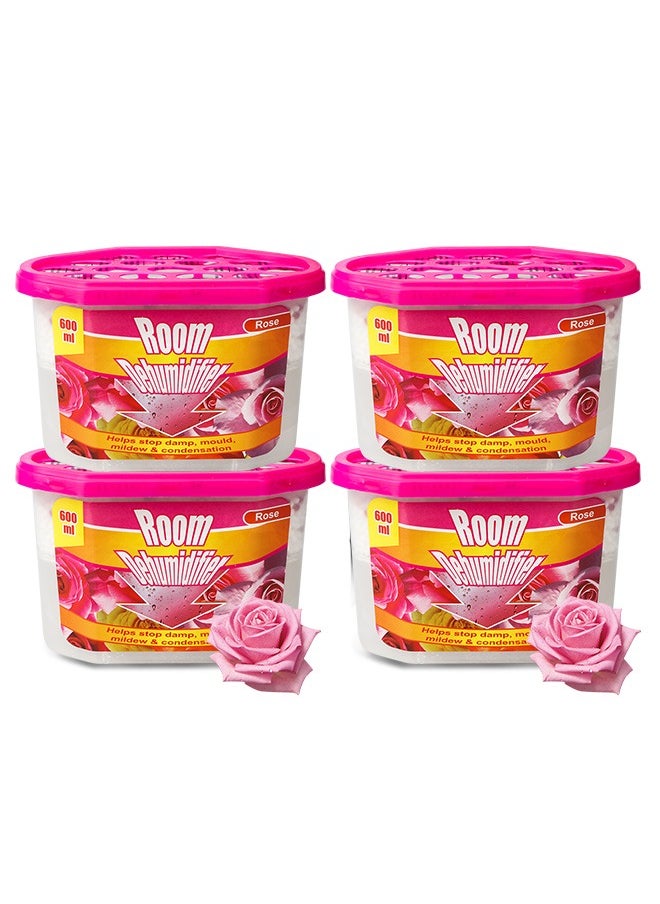 URbazaar - Moisture Absorber Box, Rose-4 packs, Dehumidifier for Closet, Bedroom and Kitchen, Odor Eliminator,Moisture Absorber 600ml - Image 1