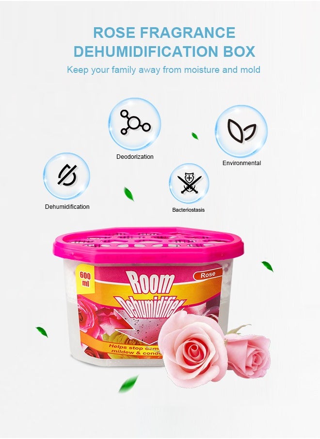 URbazaar - Moisture Absorber Box, Rose-4 packs, Dehumidifier for Closet, Bedroom and Kitchen, Odor Eliminator,Moisture Absorber 600ml - Image 1
