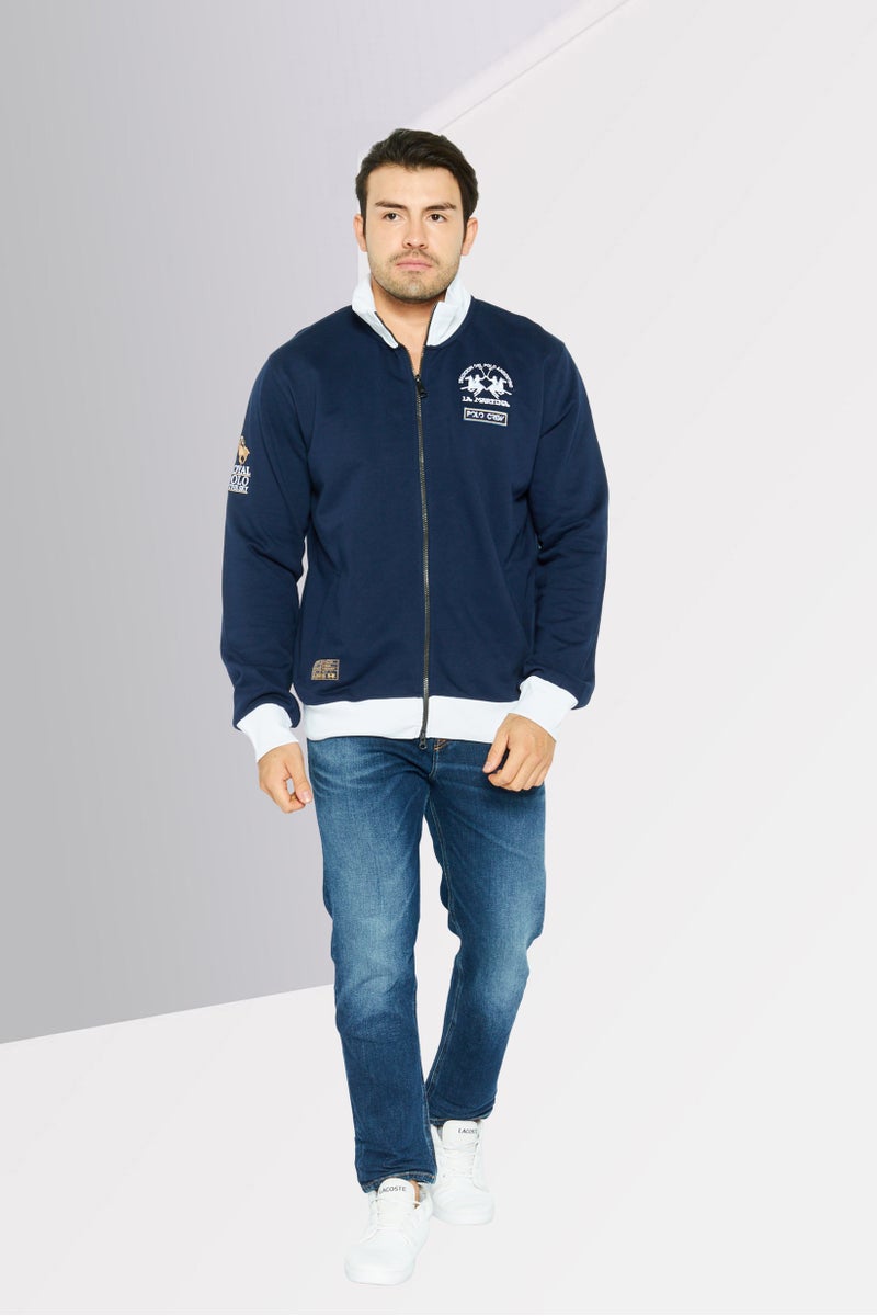 La Martina Men High Neck Long Sleeve Embroidered Logo Sweatshirt, Navy - Image 3