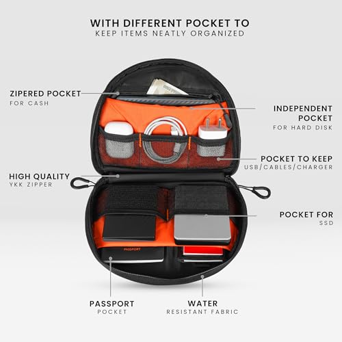 Urban Wolf Tech Pouch: The All-in-One Waterproof Travel Organizer for Cables, Adapters, Chargers, Power Banks, SD Cards, Hard Drives and other Tech essentials-Portable zippered Gadgets Organizer - Image 3