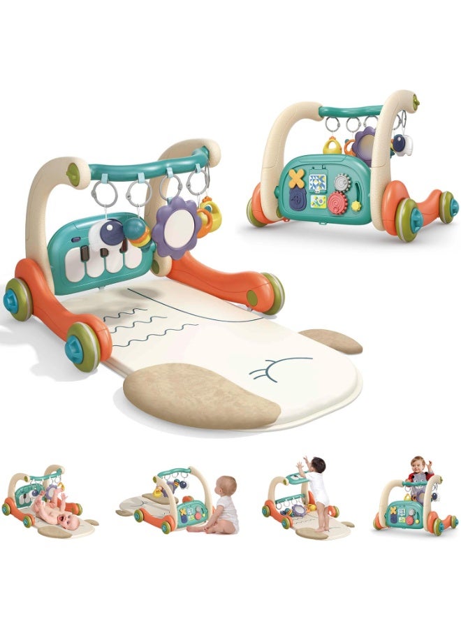 ZERIFAM Baby Play Mat Walker, 3 in 1 Baby Gym Play Mat with Walker,  Kick and Play Piano Activity Center with Light & Music, Tummy Time Mat & Baby Push Toys for 0-6 12-18 Months - Image 1