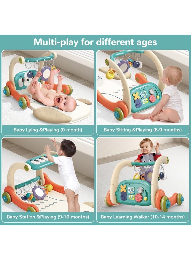 ZERIFAM Baby Play Mat Walker, 3 in 1 Baby Gym Play Mat with Walker,  Kick and Play Piano Activity Center with Light & Music, Tummy Time Mat & Baby Push Toys for 0-6 12-18 Months - Image 2