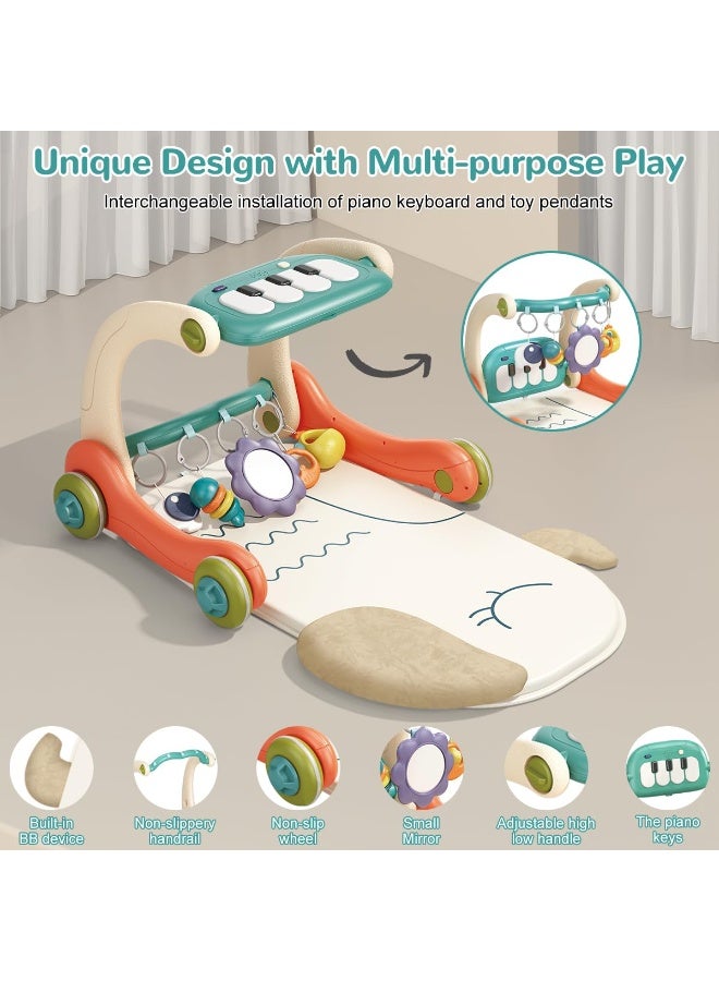 ZERIFAM Baby Play Mat Walker, 3 in 1 Baby Gym Play Mat with Walker,  Kick and Play Piano Activity Center with Light & Music, Tummy Time Mat & Baby Push Toys for 0-6 12-18 Months - Image 4