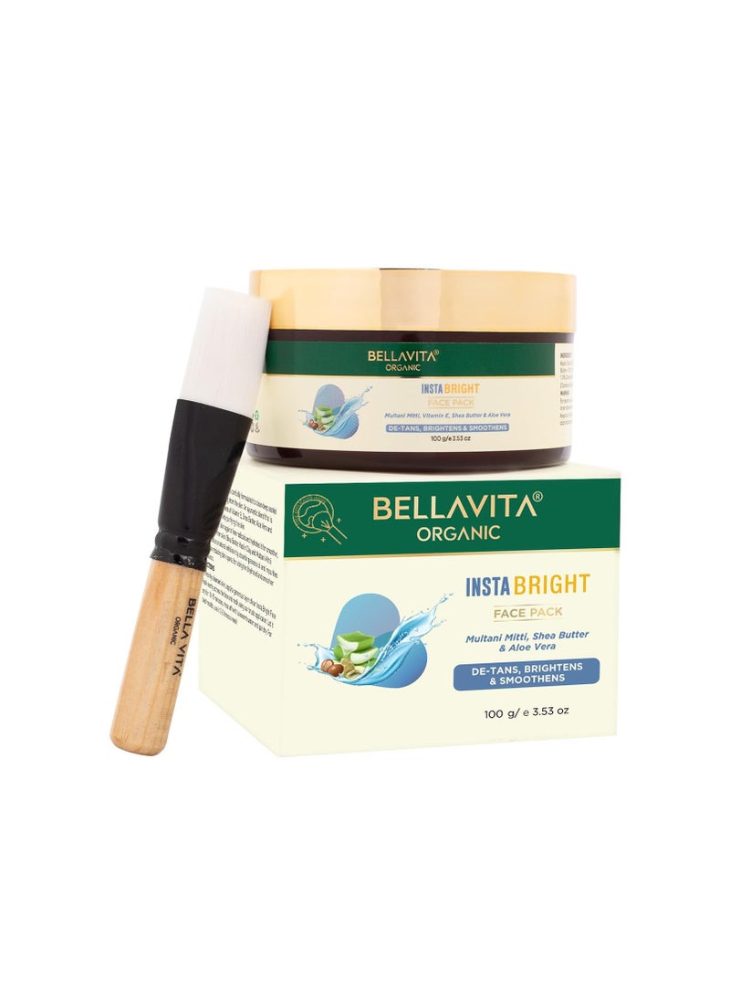Bella Vita Bella Vita Organic INSTABRIGHT Face Pack for DeTan, Glowing Skin, Oil Control, Acne, Pimples, Blemishes, Pigmentation & Skin Brightening, 100 gm  - Image 1