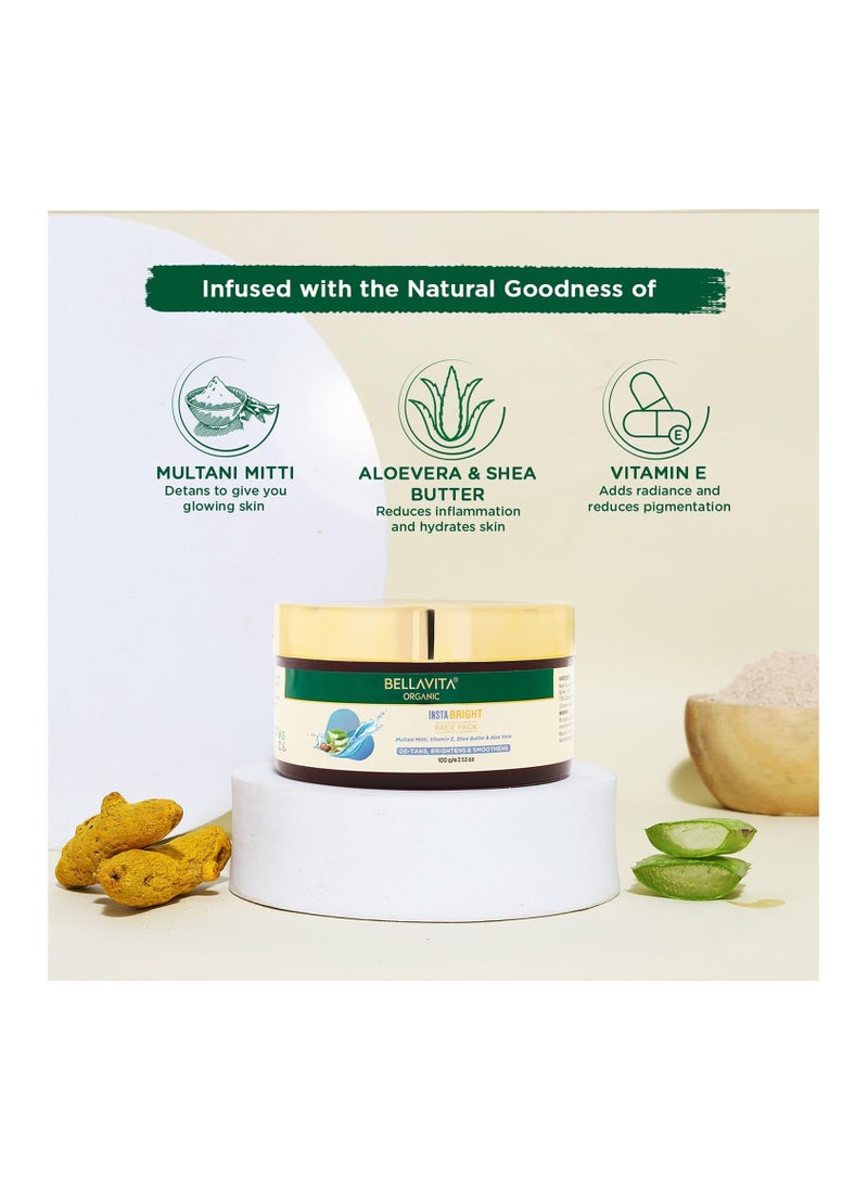 Bella Vita Bella Vita Organic INSTABRIGHT Face Pack for DeTan, Glowing Skin, Oil Control, Acne, Pimples, Blemishes, Pigmentation & Skin Brightening, 100 gm  - Image 2