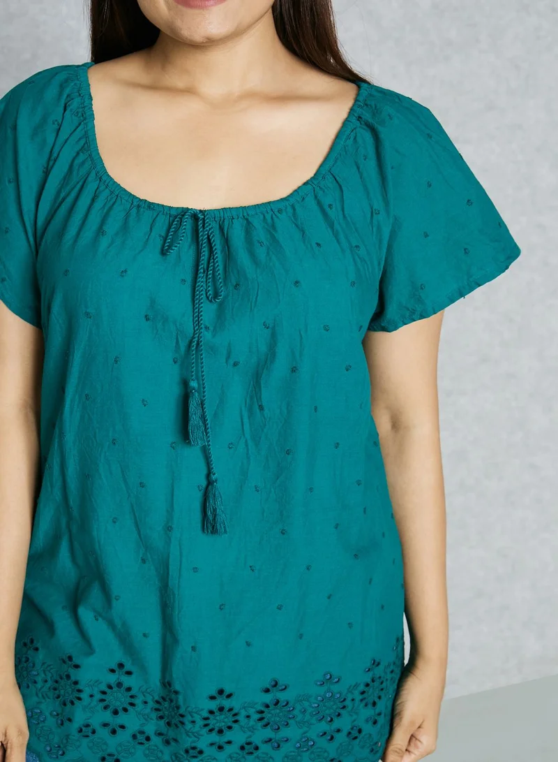 EVANS Broderie Bardot Top