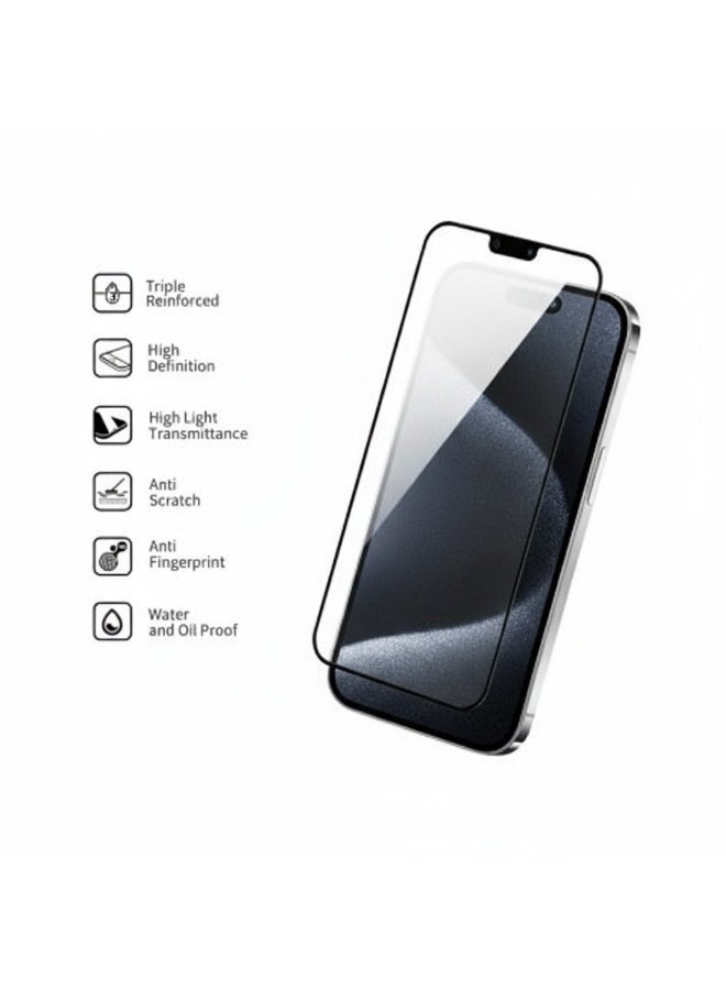 بروستايل واقي شاشة iPhone 15 Pro Max (6.7 بوصة) - زجاج مقوى 9H، وضوح عالي، مقاوم للخدش، مضاد لبصمات الأصابع، خالٍ من الفقاعات، مناسب للحافظات - Image 4