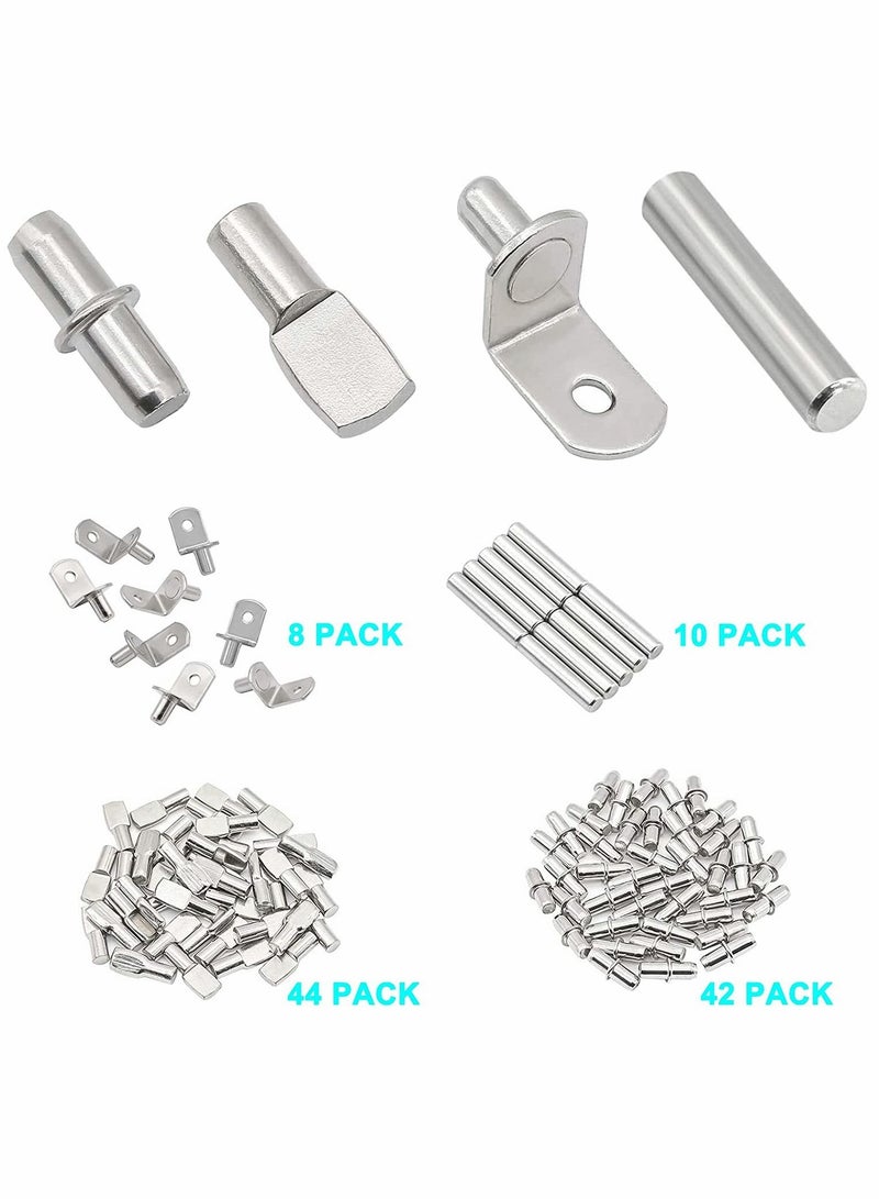 Shelf Pins Kit,4 Styles Nickel Plated Support Pegs, Bookshelf Pegs for Shelves, Cabinet Bracket Holders Kitchen Furniture  Closet 104Pcs (5mm 1/4inch) - Image 4