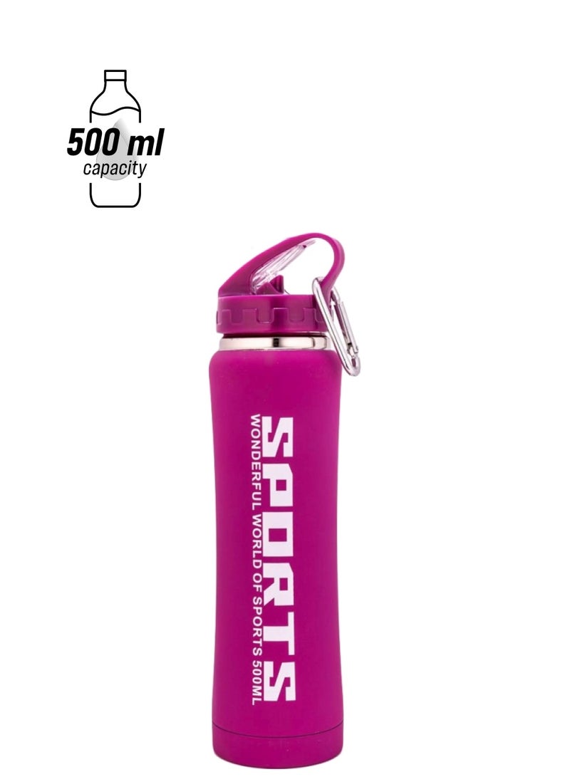 Marzo Stainless Steel Sports Water Bottle Pink/White/Silver