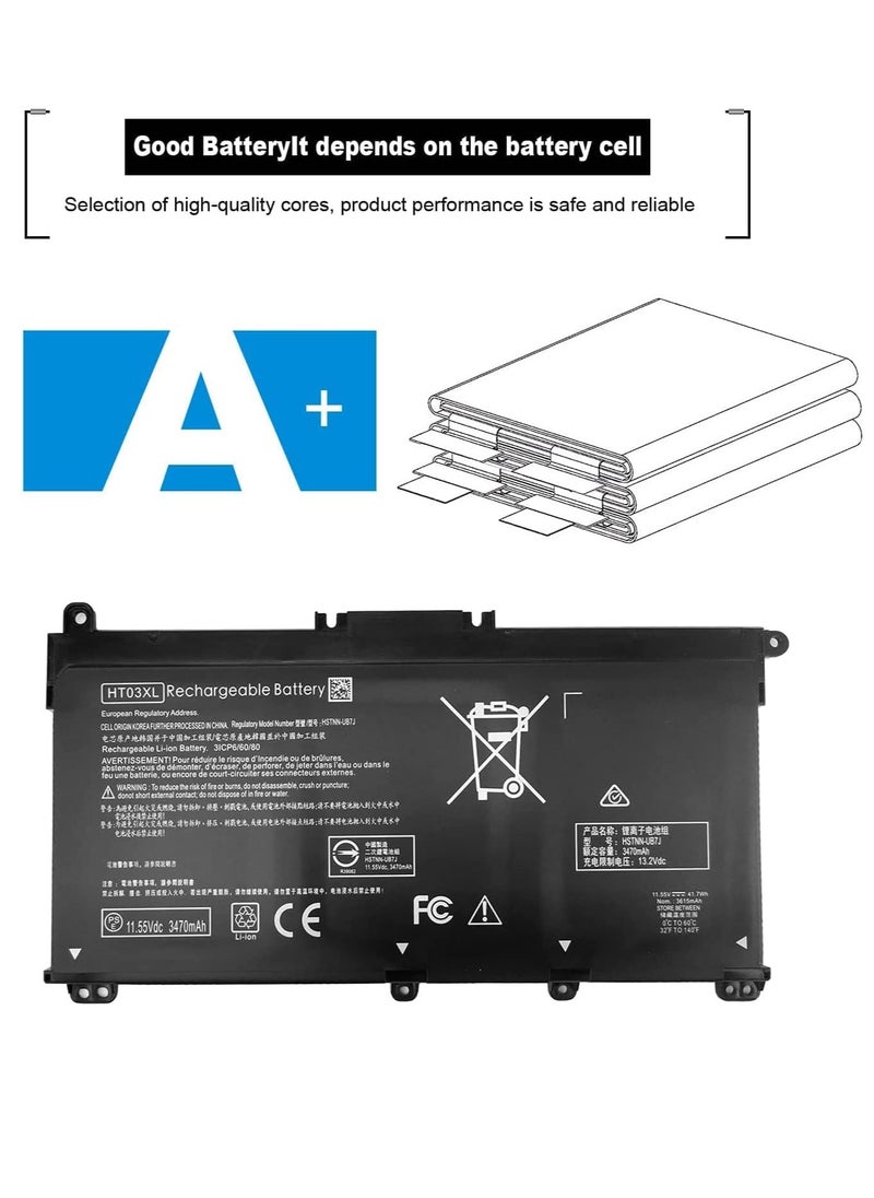 Battery for HP Pavilion HT03XL L11119-855 15-DA 15-DB 15-DW 15-CS 15-DY 17-BY 17-CA -da0014dx 15-cs005 3cl 3cl 3cl 15-dw0043dx 15t-dw100 15z-cw100 11.55V Lithium Laptop
