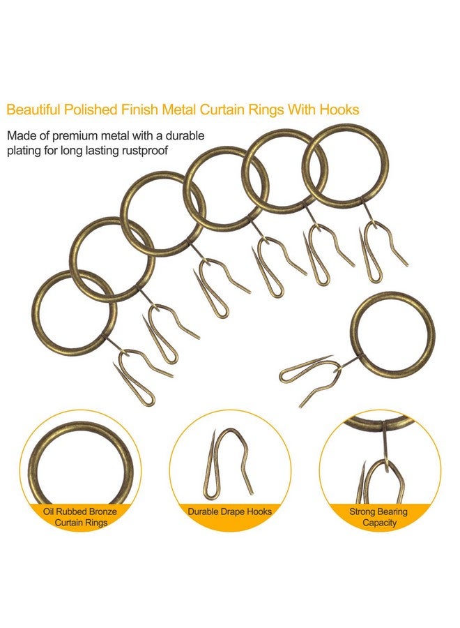 Wision WISION 60 Pcs Metal Curtain Rings & Hooks Set, 30 mm Internal Diameter, Bronze, Curtain Rod Rings with Eyelet - Image 2
