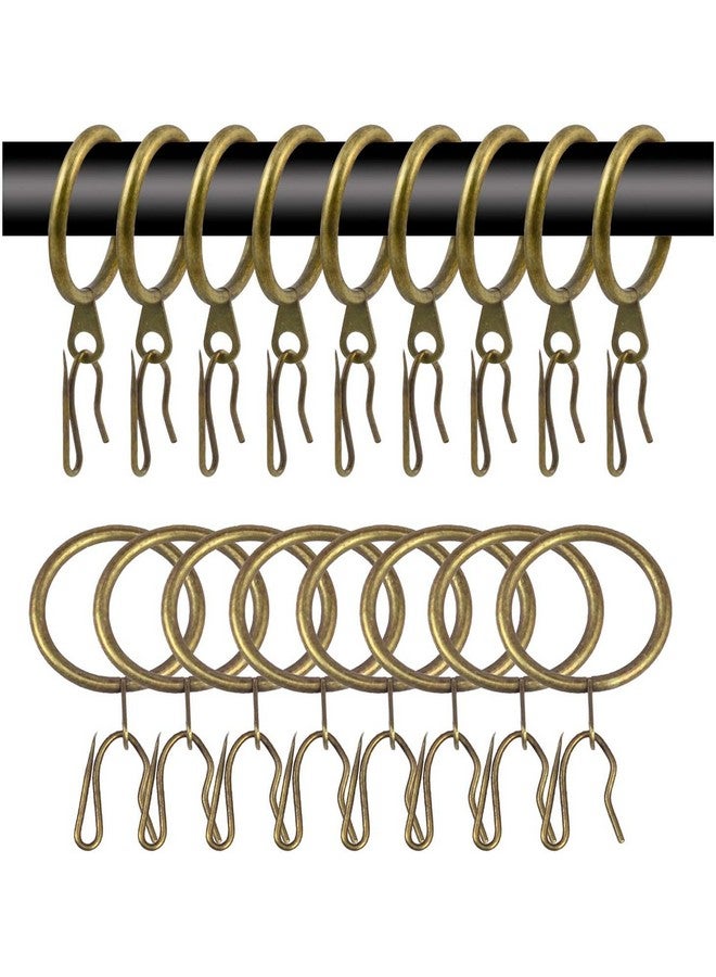 Wision WISION 60 Pcs Metal Curtain Rings & Hooks Set, 30 mm Internal Diameter, Bronze, Curtain Rod Rings with Eyelet - Image 1