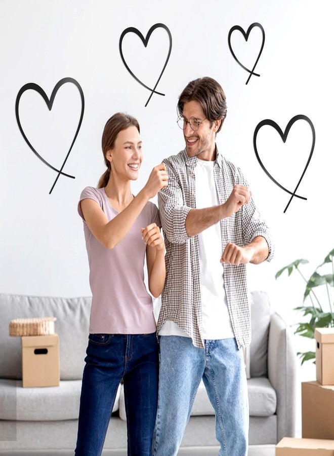 KOYILTD 4 Pcs Metal Heart Wall Art Bedroom Modern Bedroom Decor Beautiful Love Heart Decoration Metal Wall Decor above Bed Wall Decor for Valentine's Day or Christmas (Black, Classic) - Image 2