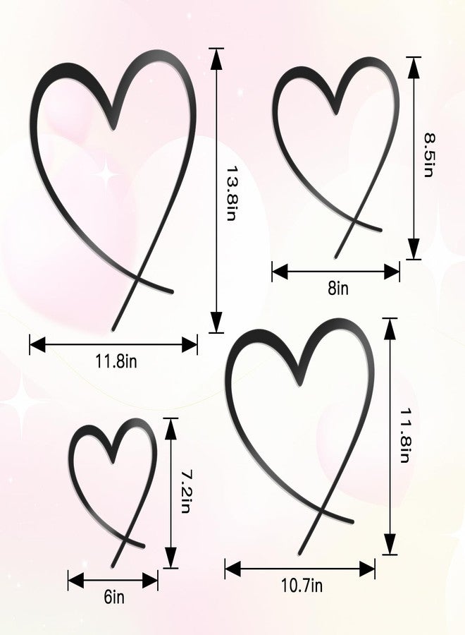 KOYILTD 4 Pcs Metal Heart Wall Art Bedroom Modern Bedroom Decor Beautiful Love Heart Decoration Metal Wall Decor above Bed Wall Decor for Valentine's Day or Christmas (Black, Classic) - Image 3