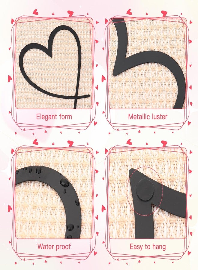 KOYILTD 4 Pcs Metal Heart Wall Art Bedroom Modern Bedroom Decor Beautiful Love Heart Decoration Metal Wall Decor above Bed Wall Decor for Valentine's Day or Christmas (Black, Classic) - Image 4