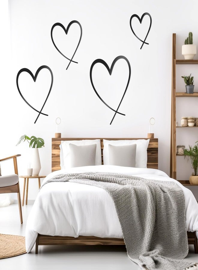 KOYILTD 4 Pcs Metal Heart Wall Art Bedroom Modern Bedroom Decor Beautiful Love Heart Decoration Metal Wall Decor above Bed Wall Decor for Valentine's Day or Christmas (Black, Classic) - Image 5