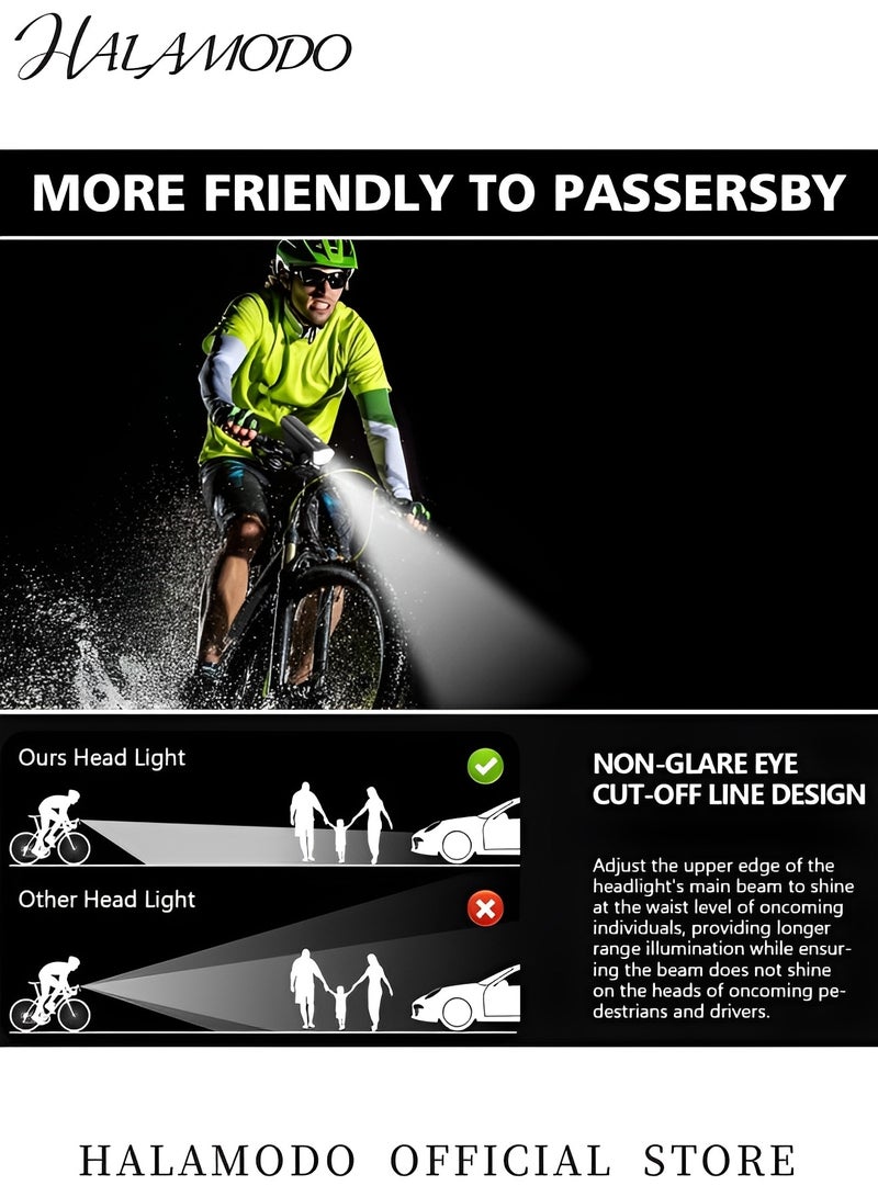 HALAMODO Bike Lights High Lumens with Quick Release Strap Light Bracket Super Bright Bicycle Light Battery-Powered Bike Light Waterproof Bike Front Light with Sensing Function for Road & Mountain & Night Riding  - Image 3
