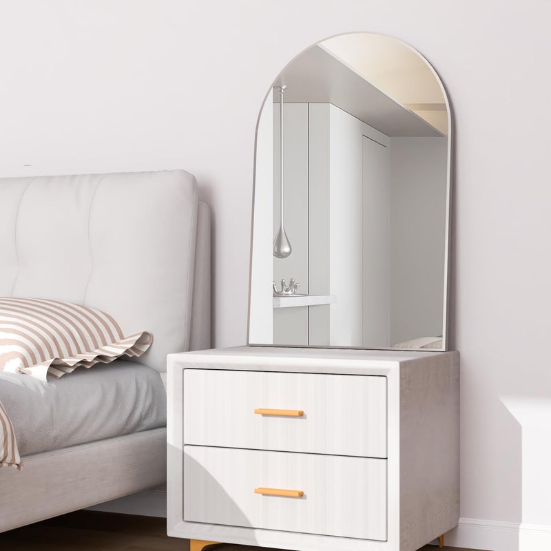NEUWEABY Wall Mounted Mirror, Arched Wall Mirror for Bathroom, 24"x36" Arch Bathroom Mirror with Metal Frame, Silver Vanity Mirror Decor for Mantle, Bedroom, Entryway, Living Room - Image 5