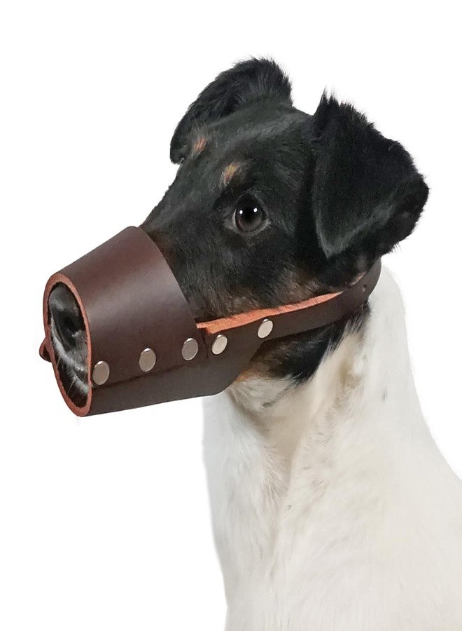 JorVet Leather Muzzle for Dog | Comfortable & Durable to Prevent Biting | Vet-Approved for Safety | Adjustable & Secure Fit | Medium | Brown - Image 1