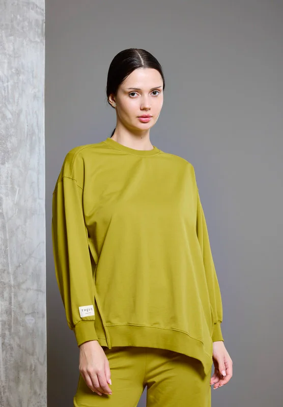 ذوق Asymmetric Hemline Extended Side Seam Sweatshirt