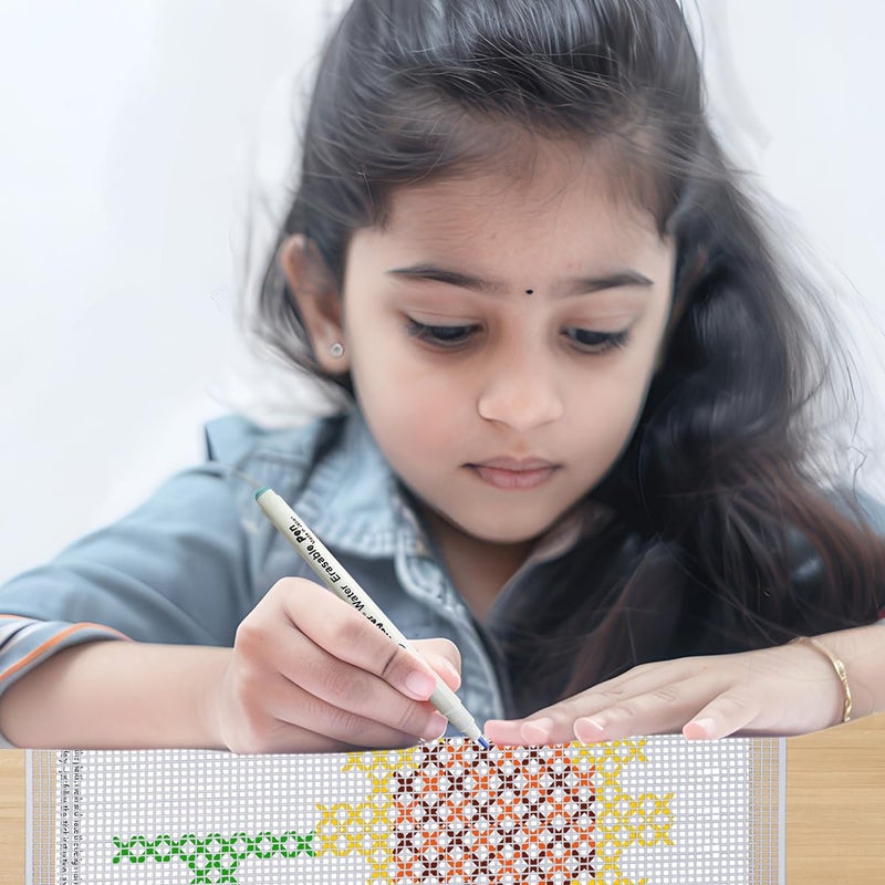 picknMAKE طقم تطريز بالخيوط المتقاطعة للأطفال | طقم تطريز عباد الشمس DIY للمبتدئين | طقم تعلم وهواية DIY | يتضمن شبكة بلاستيكية، إبرة، خيوط صوف، قلم سحري وورقة تصميم - Image 4