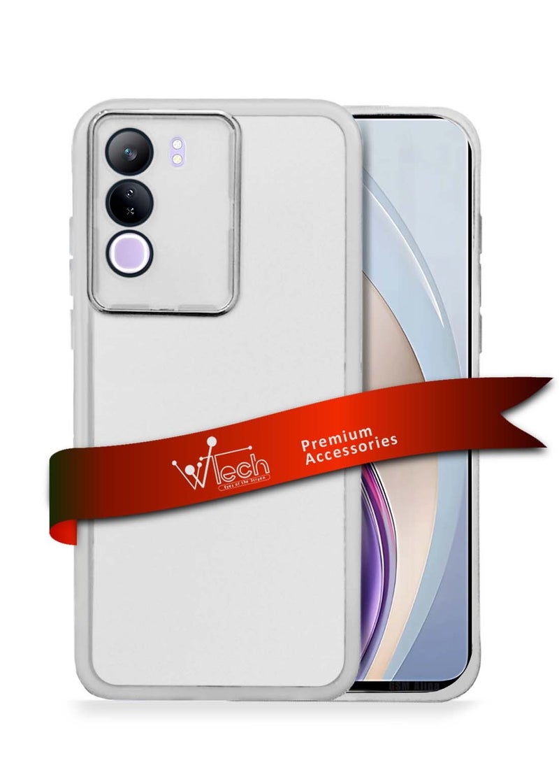 Wtech vivo V40 Lite (IDN) 5G 2024 Soft Transparent TPU Silicone Ultra Thin Phone Stylish Electroplated Camera Border Back Case Cover - White - Image 1