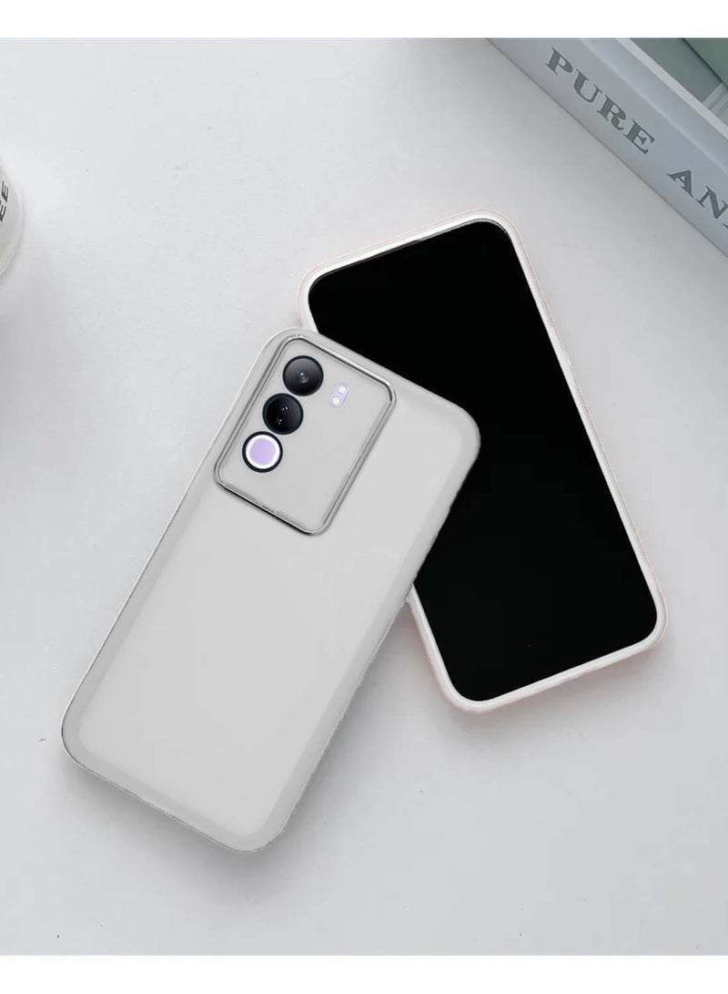 Wtech vivo V40 Lite (IDN) 5G 2024 Soft Transparent TPU Silicone Ultra Thin Phone Stylish Electroplated Camera Border Back Case Cover - White - Image 2