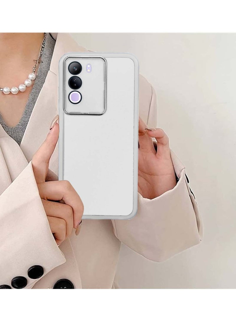 Wtech vivo V40 Lite (IDN) 5G 2024 Soft Transparent TPU Silicone Ultra Thin Phone Stylish Electroplated Camera Border Back Case Cover - White - Image 4