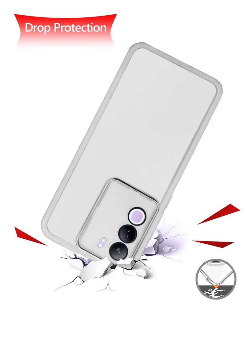 Wtech vivo V40 Lite (IDN) 5G 2024 Soft Transparent TPU Silicone Ultra Thin Phone Stylish Electroplated Camera Border Back Case Cover - White - Image 3