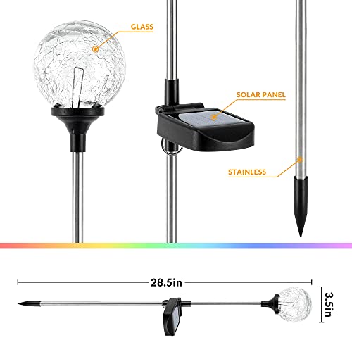 SOLPEX Solar Garden Lights Outdoor 3 Pack, Solar Globe Lights Outdoor Waterproof Decorative for Yard, Multi-Color Changing Garden Spheres Large Waterproof, Cracked Glass Ball LED Lights - Image 5