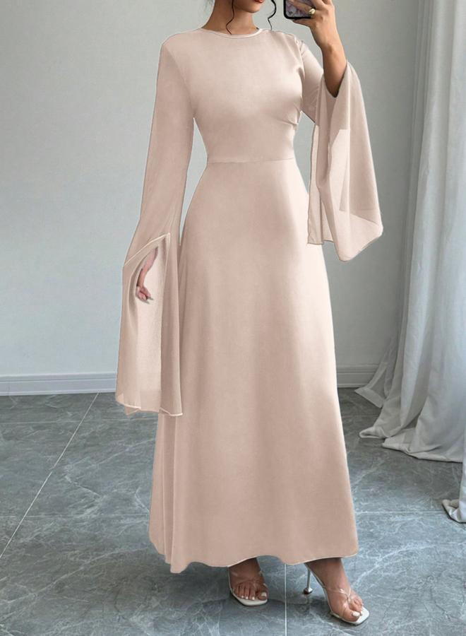 Take Two Solid Round Neck Split Sleeve Maxi Dress - Image 5