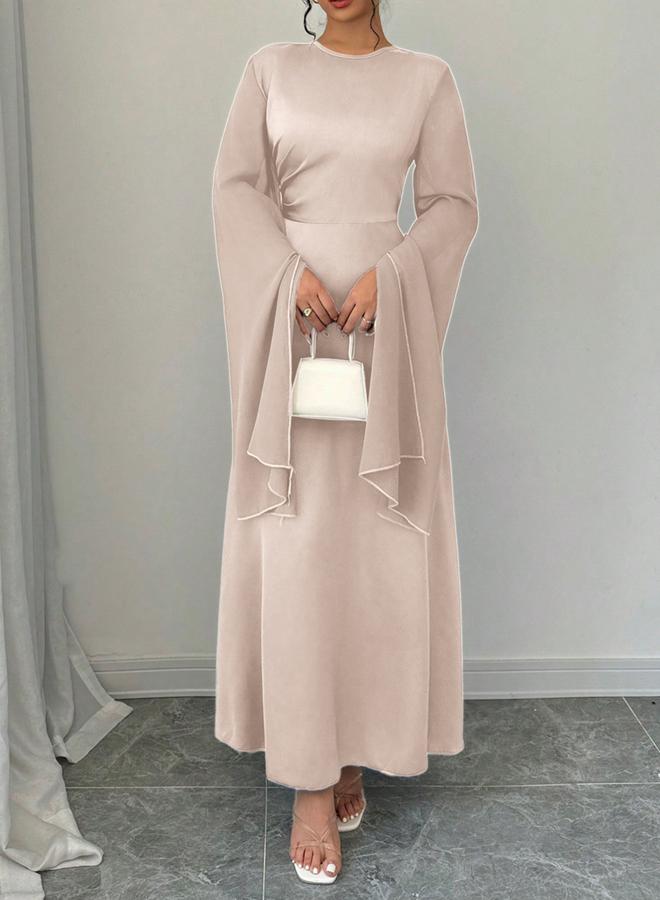 Take Two Solid Round Neck Split Sleeve Maxi Dress - Image 4