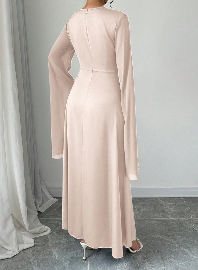 Take Two Solid Round Neck Split Sleeve Maxi Dress - Image 2