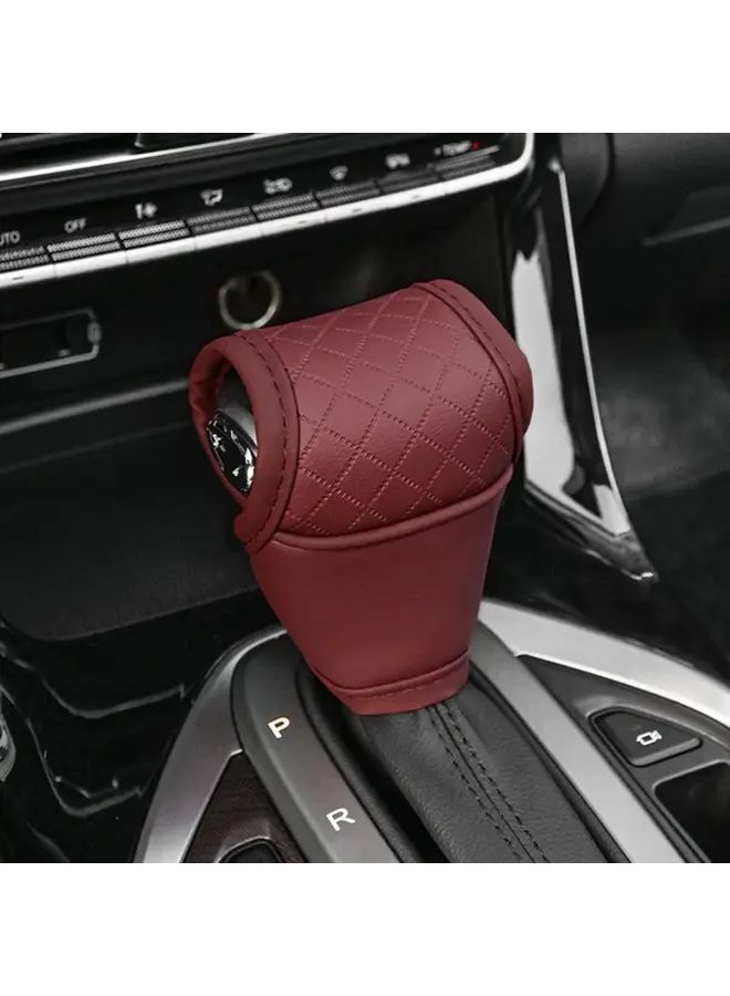 Gray Faux Leather Car Gear Shift Cover Gearbox Shifter Knob Protector Auto Interior Accessory - Image 4