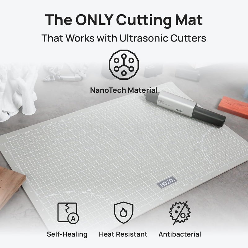 HOZO Nano Cutting Mat for Ultrasonic Cutter, 12" x 18" Self-Healing Cutting Mat, Glue-Free Eco Design, Heat-Resistant, Metric & Imperial Scales, Durable for Craft, DIY, 3D Printing & Model Making - Image 4