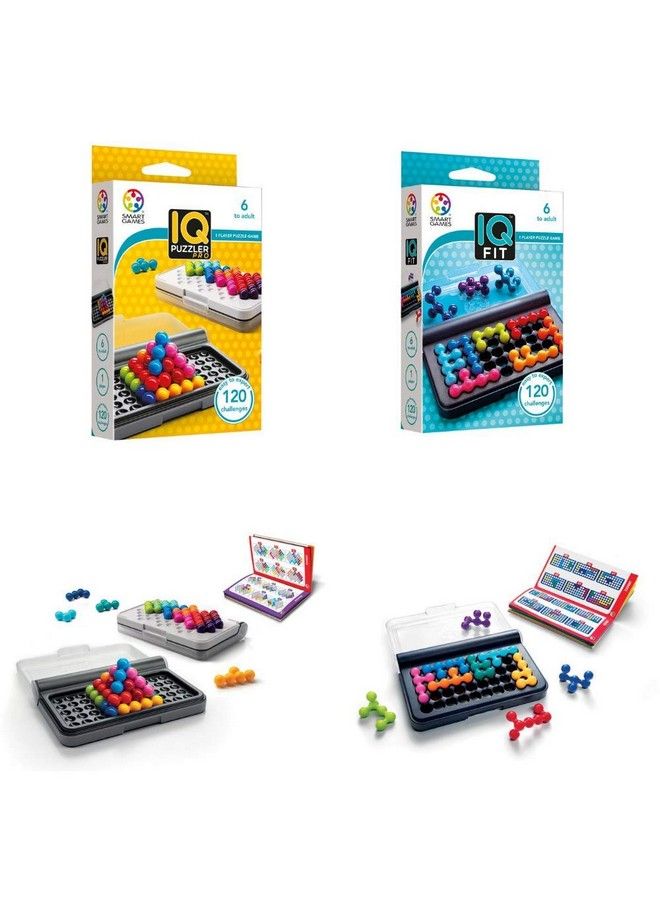 SmartGames سلسلة Iq Bundles 3D: Iq Puzzler Pro وIq Fit 240 تحديات للأعمار من 6 سنوات للبالغين - Image 1