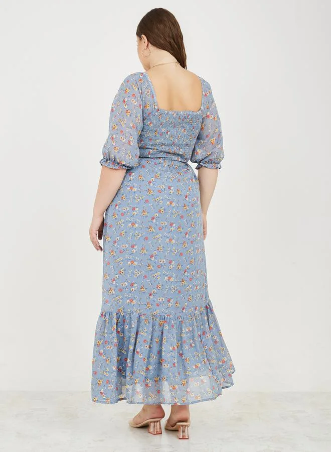 Styli Floral Print Maxi Dress