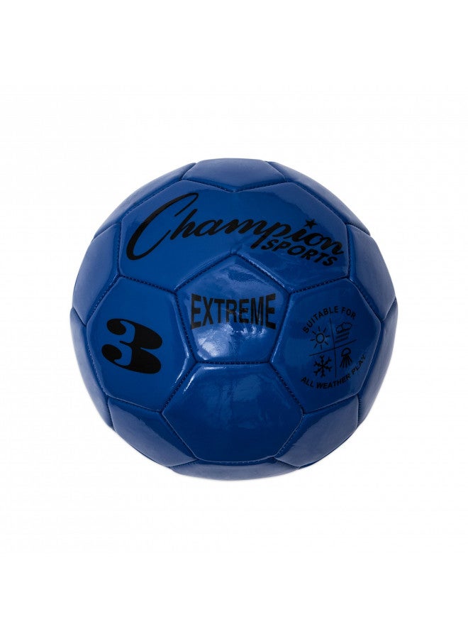 Champion Sports Champion Sports Extreme Series Soccer Ball, Size 3 - Youth League, All Weather, Soft Touch, Maximum Air Retention - Kick Balls for Kids Under 8 - Competitive and Recreational Futbol Games, Blue - Image 1